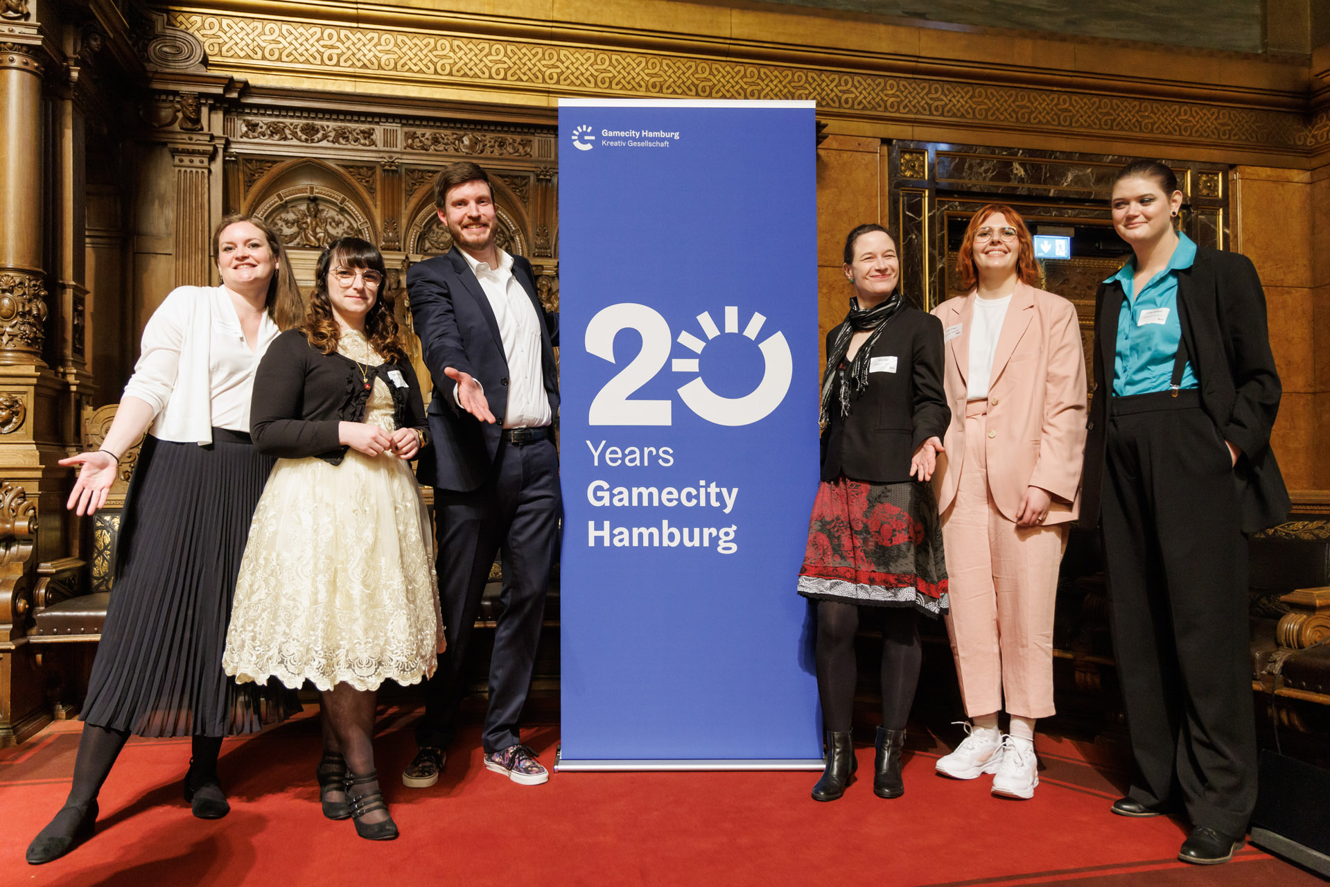 The current Gamecity Hamburg team (left to right): Margarete Schneider, Amanda Förtsch, Dennis Schoubye, Anna Jäger, Helen Krüger, Annika Heilmann / Photo by Marcelo Hernandez